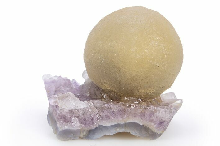 Botryoidal Yellow-Green Fluorite on Amethyst - India #305989